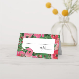 Watercolor Anemone Green Wedding Platzkarte