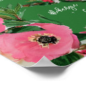 Watercolor Anemone Green Wedding Willkommen Poster (Ecke)