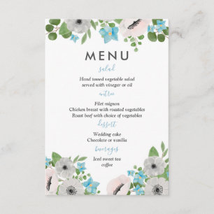 Watercolor-Anemonen-Blumen   Hochzeitsmenü Einladung
