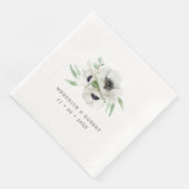 Watercolor Anemones Black & White Winter Wedding Serviette (Ecke)