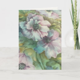 Watercolor Anemones  Floral Note Card Dankeskarte