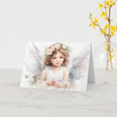 Watercolor Angel Girl for Religious Event Karte (Gelbe Blume)