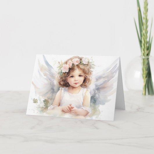 Watercolor Angel Girl for Religious Event Karte (Vorderseite)