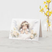 Watercolor Angel Girl Karte (Gelbe Blume)