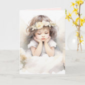 Watercolor Angel Girl Karte (Gelbe Blume)