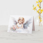 Watercolor Angel Girl Karte (Gelbe Blume)