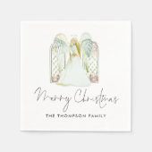Watercolor Angel Merry Christmas Script Serviette (Vorderseite)
