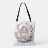 Watercolor Angel Wings Baptism Green Godparents Tasche (Rückseite)