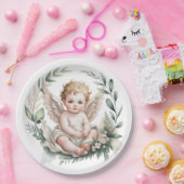 Watercolor Angel Wings Baptism Pappteller (Party)