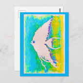 WATERCOLOR ANGELFISH SILHOUETTE POSTCARD POSTKARTE (Vorne/Hinten)