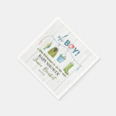 Watercolor Angelköder Baby Shower Junge Serviette (Ecke)