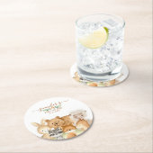 Watercolor Animals Baby Shower Rustic Runder Pappuntersetzer (Vor Ort)