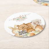 Watercolor Animals Baby Shower Rustic Runder Pappuntersetzer (Angewinkelt)