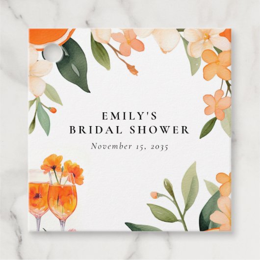 Watercolor Aperol Spritz Brautparty Geschenkanhänger (Vorderseite)