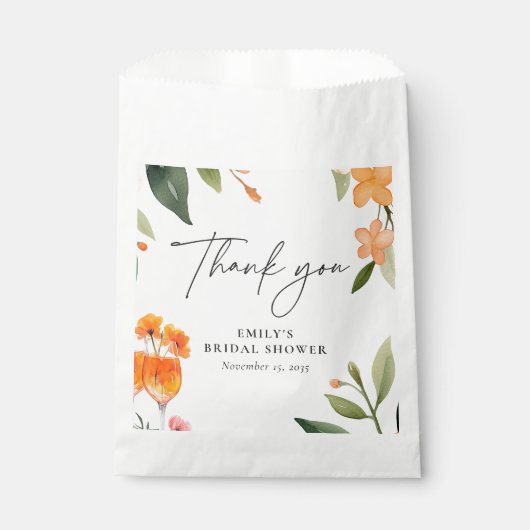 Watercolor Aperol Spritz Brautparty Geschenktütchen (Vorderseite)