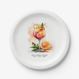 Watercolor Aperol Spritz Brautparty Pappteller
