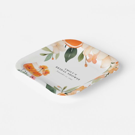 Watercolor Aperol Spritz Brautparty Pappteller (Gewinkelt)