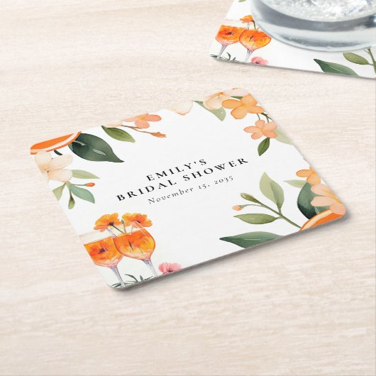 Watercolor Aperol Spritz Brautparty Rechteckiger Pappuntersetzer (angewinkelt)
