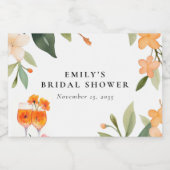 Watercolor Aperol Spritz Brautparty Schaumweinetikett (Einzelnes Label)