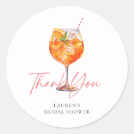 Watercolor Aperol Spritz Brautparty Vielen Dank Runder Aufkleber