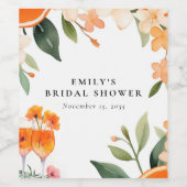 Watercolor Aperol Spritz Brautparty Weinetikett (Einzelnes Label)