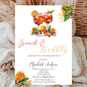 Watercolor Aperol Spritz Orange Brunch & Sprudelnd Einladung