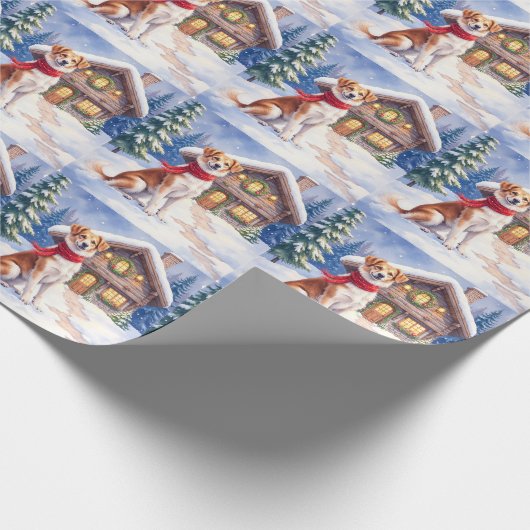 Watercolor Appenzeller Sennenhund Alpine Chalet Geschenkpapier (Ecke)