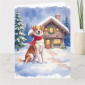 Watercolor Appenzeller Sennenhund Alpine Chalet Karte (Vorderseite)