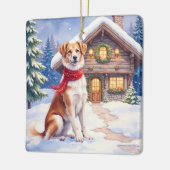 Watercolor Appenzeller Sennenhund Alpine Chalet Keramikornament (Links)