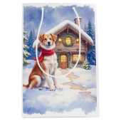 Watercolor Appenzeller Sennenhund Alpine Chalet Mittlere Geschenktüte (Vorderseite)