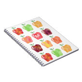 Watercolor Apple Initial Monogram Notebook Notizblock (Rechte Seite)