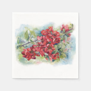 Watercolor apple quince flower flowers tree weddin serviette