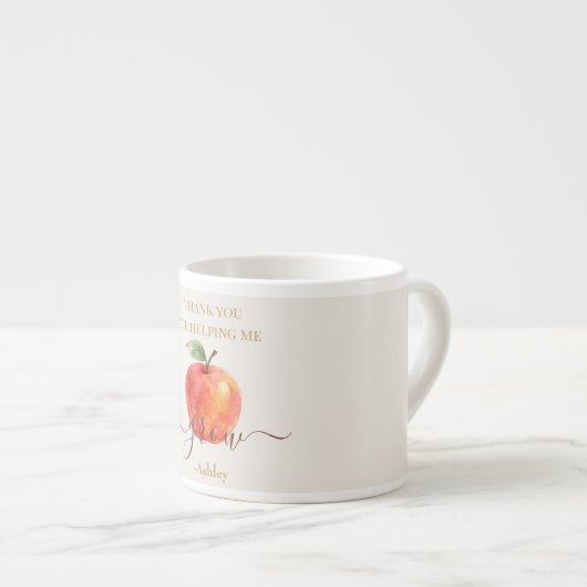 Watercolor Apple Teacher - Danke, Geschenk Espressotasse (Vorderseite Rechts)