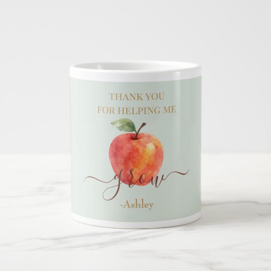 Watercolor Apple Teacher - Danke, Geschenk Jumbo-Tasse (Vorderseite)