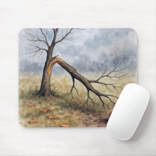 Watercolor Apple Tree With Red Apple Mousepad (Mit Mouse)