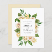 Watercolor Apricot Englische Rose Save the Date (Vorne/Hinten)