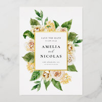 Watercolor Apricot Englische Rose Save the Date