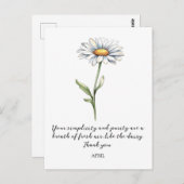 WATERCOLOR APRIL DAISY BIRTH FLOWER POSTCARD POSTKARTE (Vorne/Hinten)