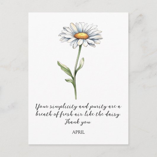 WATERCOLOR APRIL DAISY BIRTH FLOWER POSTCARD POSTKARTE (Vorderseite)