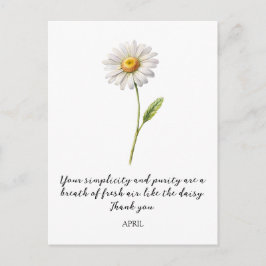 WATERCOLOR APRIL DAISY BIRTH FLOWER POSTCARD POSTKARTE