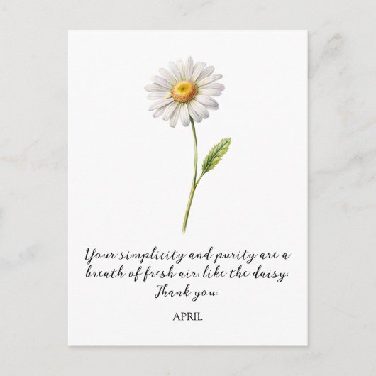 WATERCOLOR APRIL DAISY BIRTH FLOWER POSTCARD POSTKARTE (Vorderseite)
