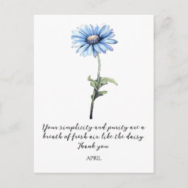 WATERCOLOR APRIL DAISY BIRTH FLOWER POSTCARD POSTKARTE