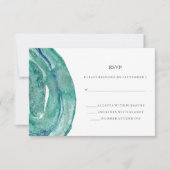 Watercolor Aquamarin Geode Wedding RSVP (Vorderseite)