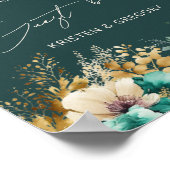 Watercolor Aquamarin Gold Wedding Guest Book Poste Poster (Ecke)