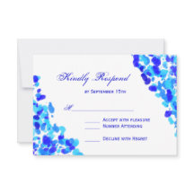 Watercolor Aquamarin Royal Blue Wedding RSVP Cards