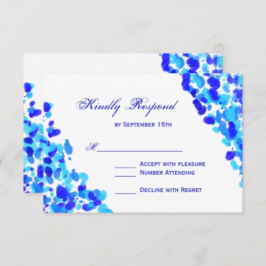 Watercolor Aquamarin Royal Blue Wedding RSVP Cards (Vorne/Hinten)