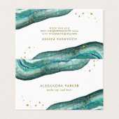 Watercolor aquamarin und Imitat-Gold Geode Visitenkarten (Außenseite Aufgefaltet)