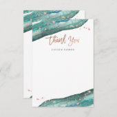 Watercolor aquamarin und Rosen-Gold Geode Dankeskarte (Vorne/Hinten)