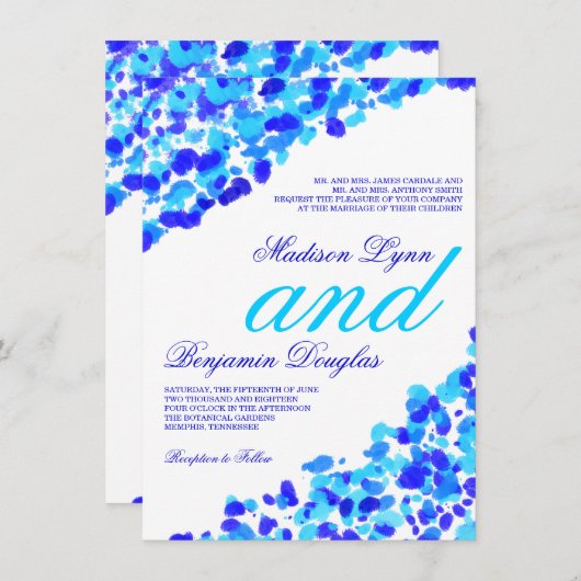 Watercolor-aquamarine königliches einladung (Vorne/Hinten)