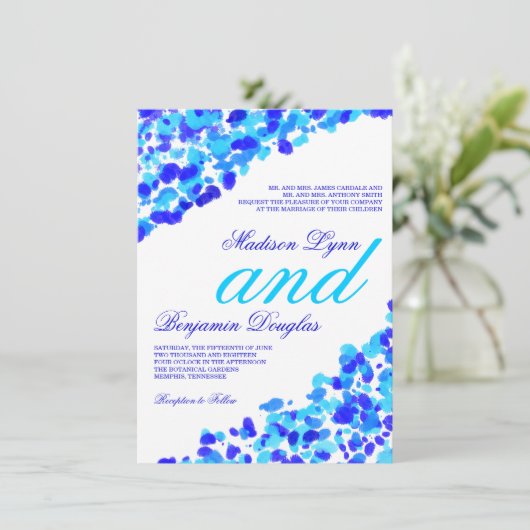 Watercolor-aquamarine königliches einladung (Stehend Vorderseite)